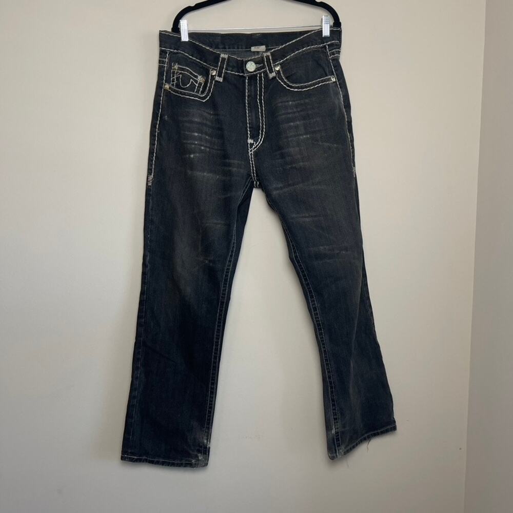 Rock Revival X True Religion Smeat Vintage Washed Embroidered Distressed‎ Jeans